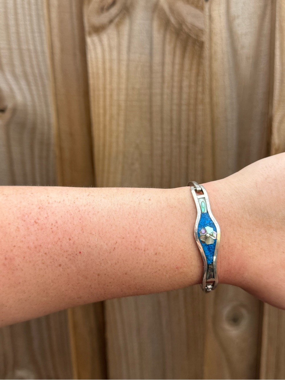 Vintage Alpaca hinge bracelet
